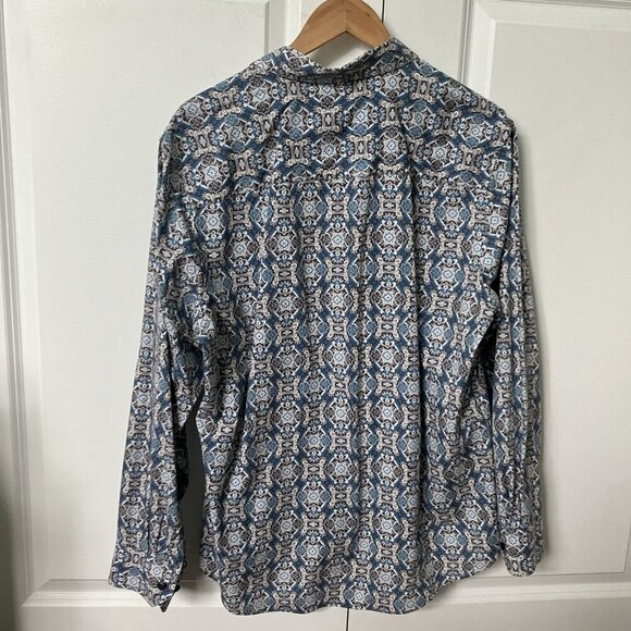 John Lennon English Laundry Shirt Mens L Button Up Blue Paisley Funky Retro - Picture 7 of 7